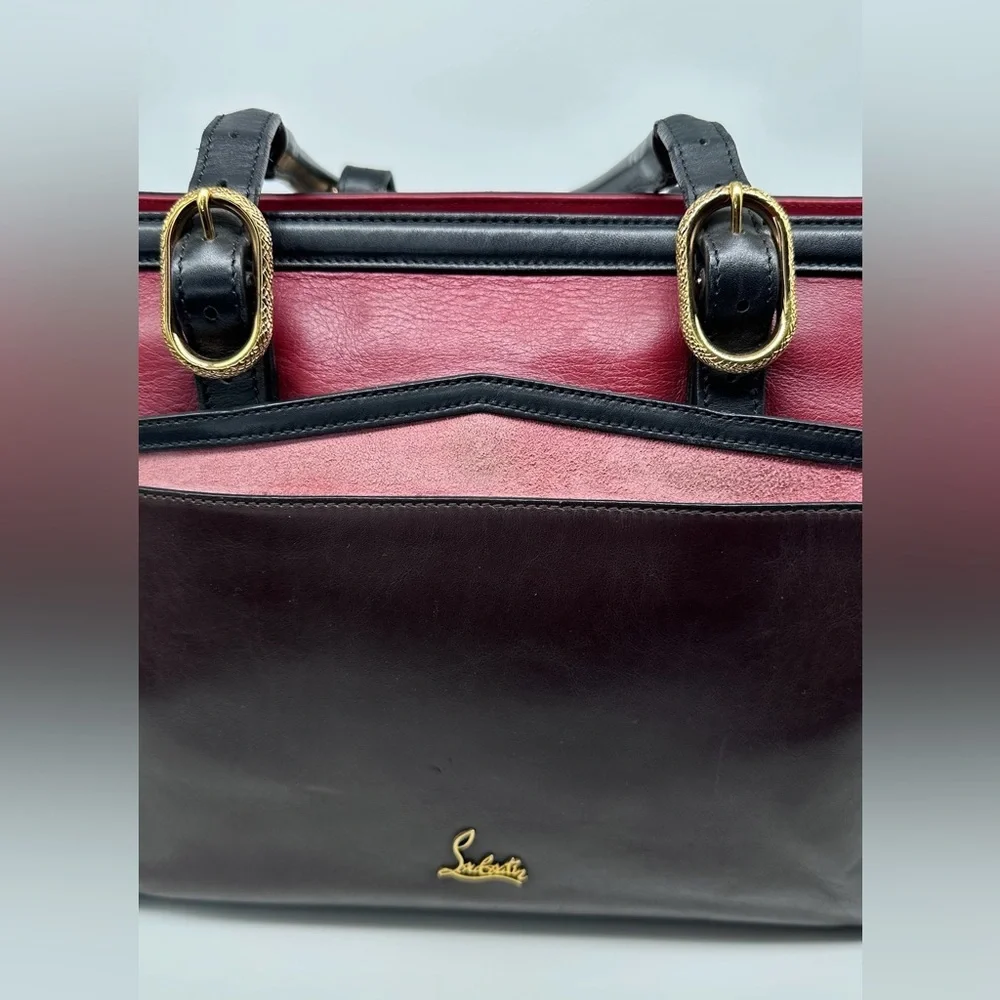 Christian Louboutin Farida Large Leather & Suede Tote Bag – Burgundy/Black/Red - Picture 8 of 16